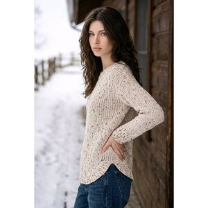 🇬🇪🔹️Jessica Simpson Cream Popcorn Knit Long Sleeve Tunic Sweater Large